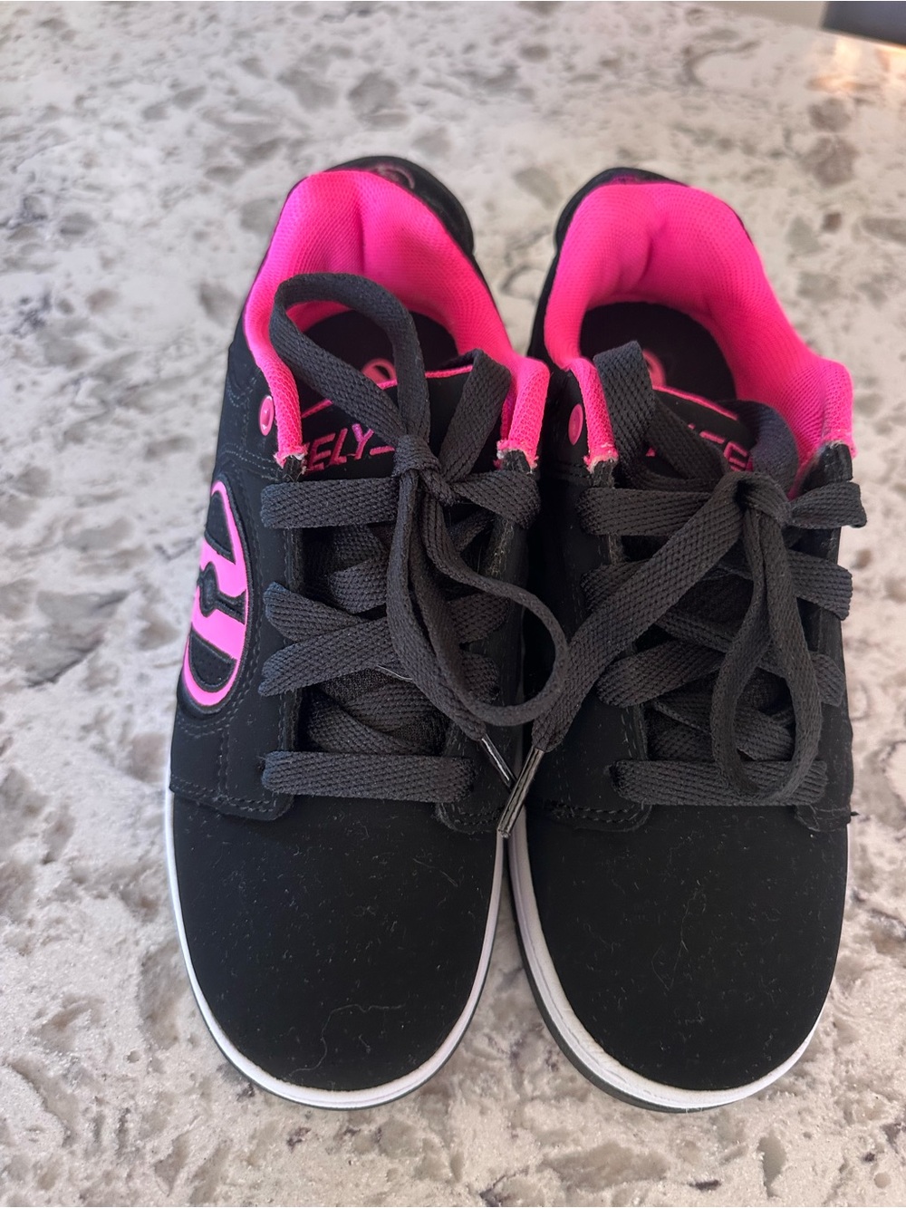 Heelys Black and Hot Pink Kid’s Lace-Up Sneakers